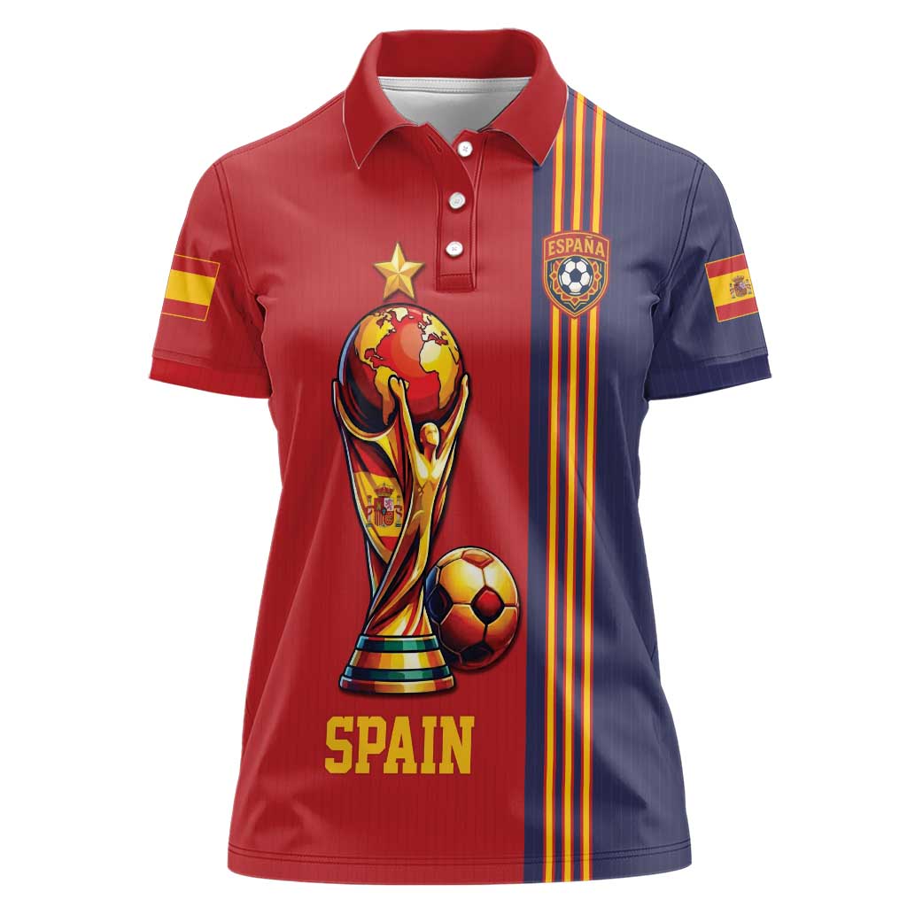 Custom World Football 2026 Spain Women Polo Shirt Road To The Champions - Wonder Print Shop