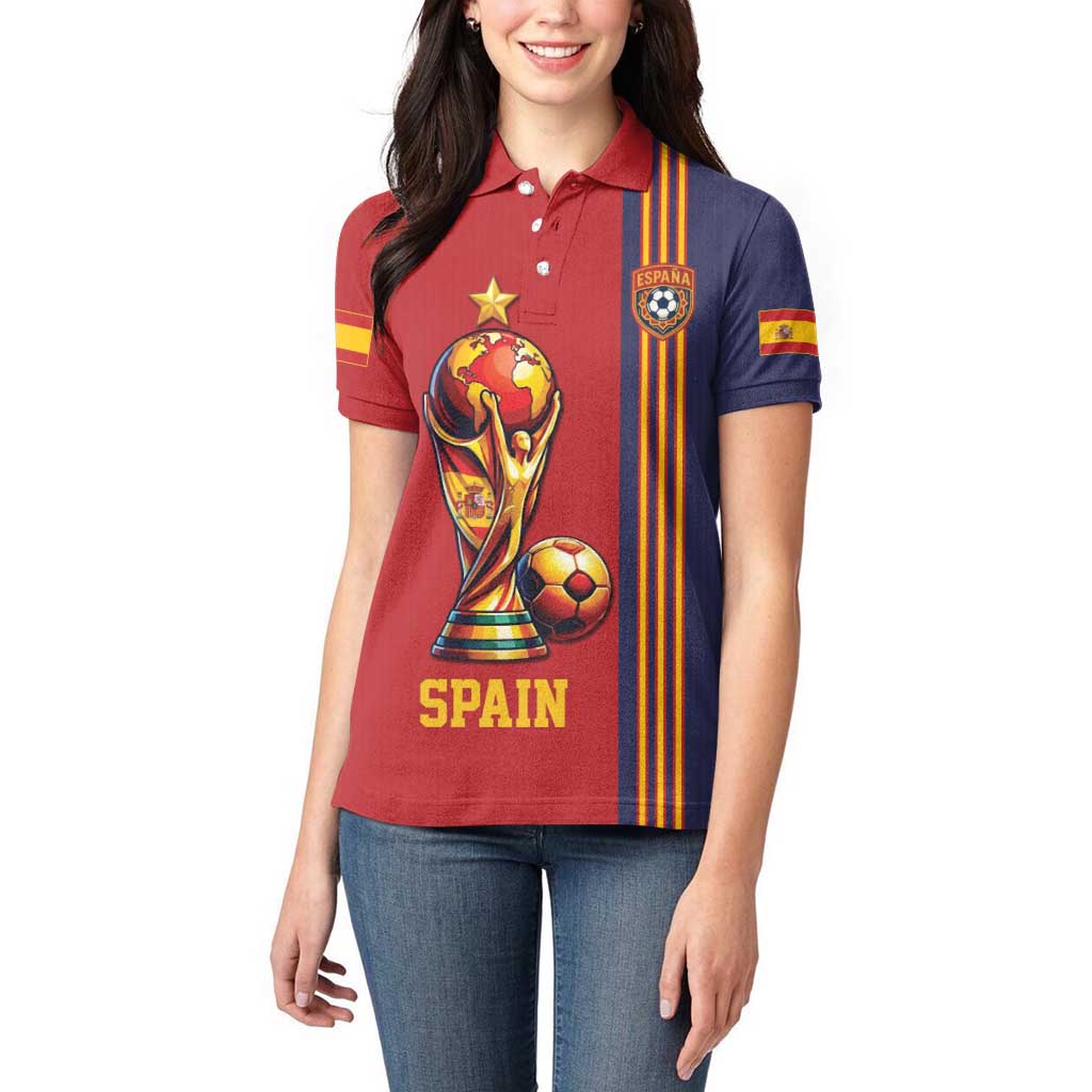 Custom World Football 2026 Spain Women Polo Shirt Road To The Champions - Wonder Print Shop