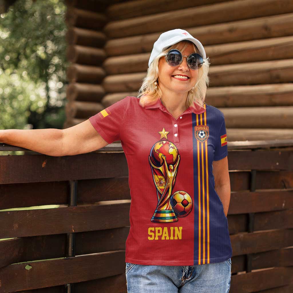 Custom World Football 2026 Spain Women Polo Shirt Road To The Champions - Wonder Print Shop