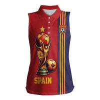 Custom World Football 2026 Spain Women Sleeveless Polo Shirt Road To The Champions - Wonder Print Shop