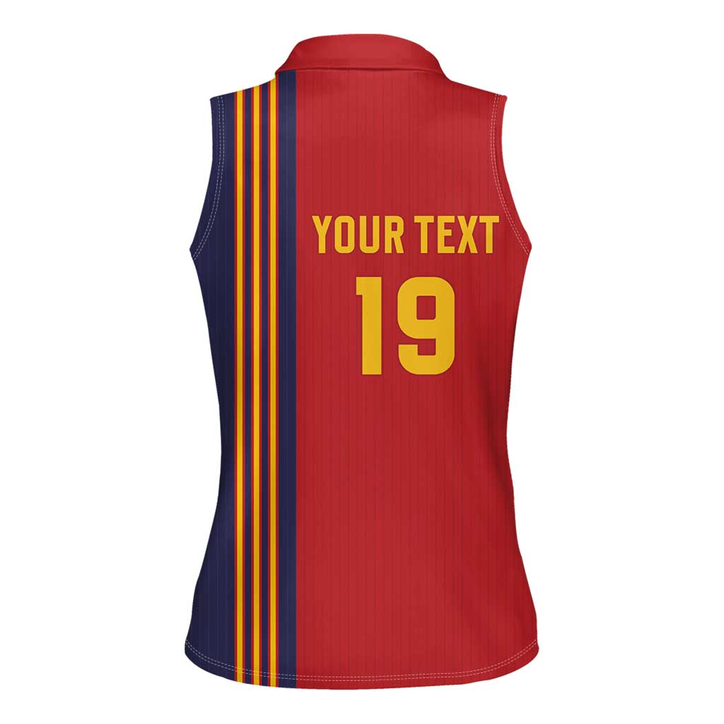 Custom World Football 2026 Spain Women Sleeveless Polo Shirt Road To The Champions - Wonder Print Shop