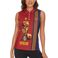 Custom World Football 2026 Spain Women Sleeveless Polo Shirt Road To The Champions - Wonder Print Shop