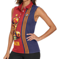 Custom World Football 2026 Spain Women Sleeveless Polo Shirt Road To The Champions - Wonder Print Shop