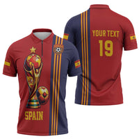 Custom World Football 2026 Spain Zipper Polo Shirt Road To The Champions - Wonder Print Shop