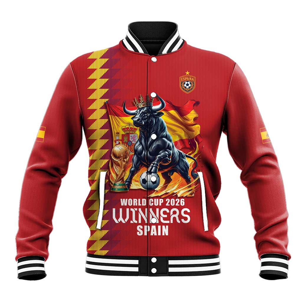 Custom World Football 2026 Spain Baseball Jacket Spanish Bull Rising Champions - Wonder Print Shop