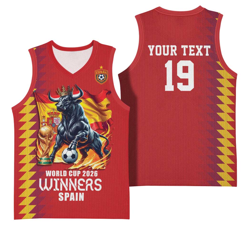 Custom World Football 2026 Spain Basketball Jersey Spanish Bull Rising Champions - Wonder Print Shop