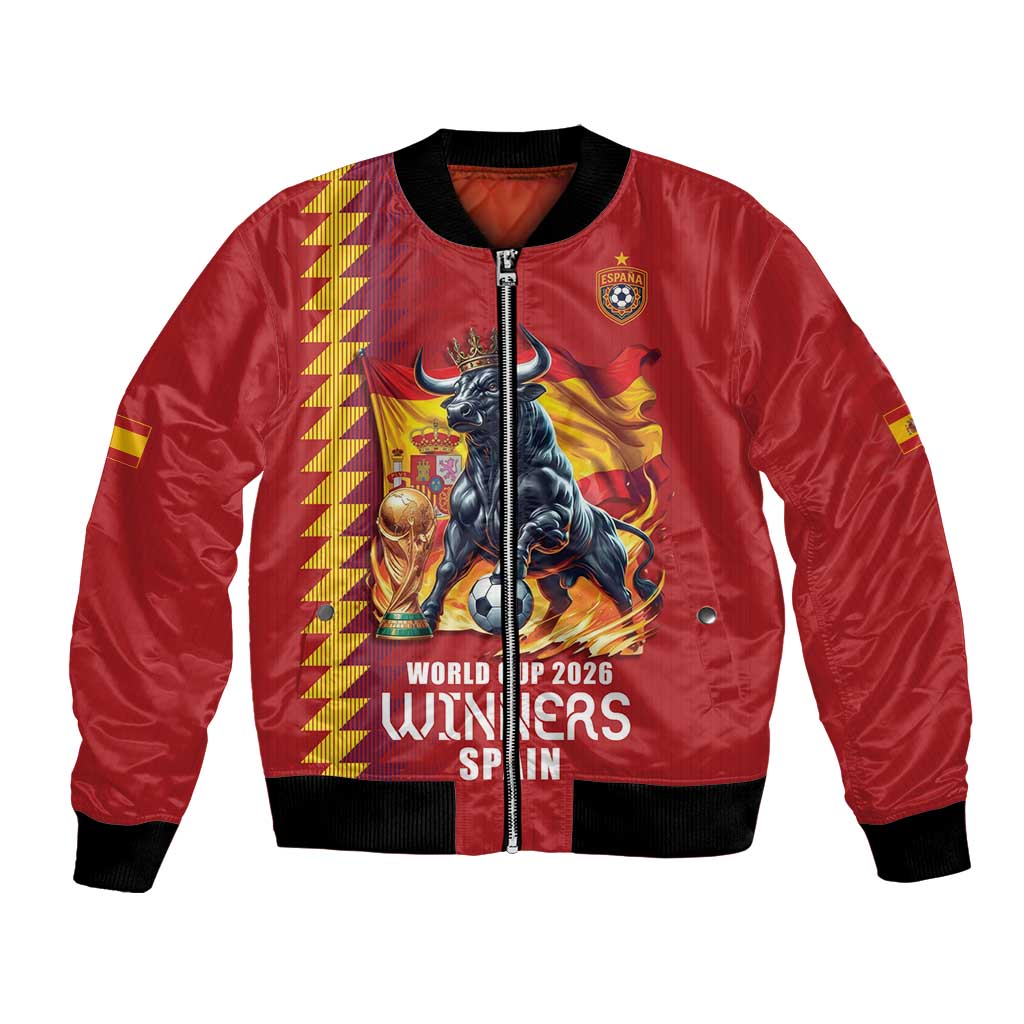 Custom World Football 2026 Spain Bomber Jacket Spanish Bull Rising Champions - Wonder Print Shop