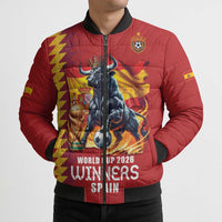 Custom World Football 2026 Spain Bomber Puffer Jacket Spanish Bull Rising Champions - Wonder Print Shop