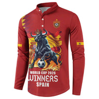 Custom World Football 2026 Spain Button Sweatshirt Spanish Bull Rising Champions - Wonder Print Shop