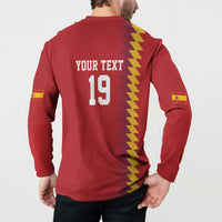 Custom World Football 2026 Spain Button Sweatshirt Spanish Bull Rising Champions - Wonder Print Shop