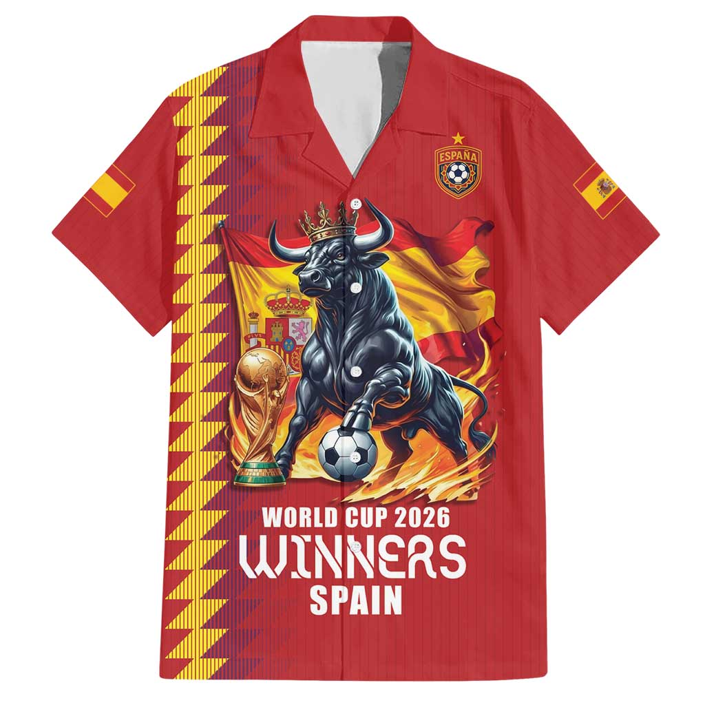 Custom World Football 2026 Spain Hawaiian Shirt Spanish Bull Rising Champions - Wonder Print Shop