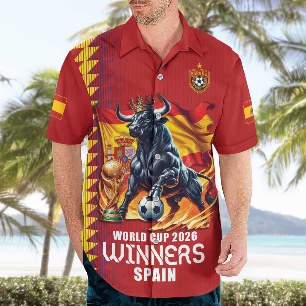 Custom World Football 2026 Spain Hawaiian Shirt Spanish Bull Rising Champions - Wonder Print Shop