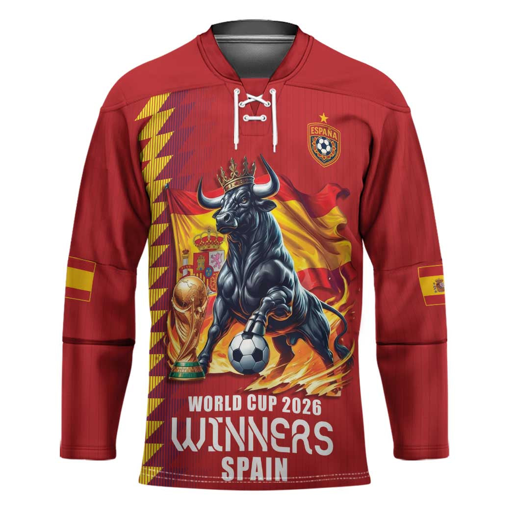 Custom World Football 2026 Spain Hockey Jersey Spanish Bull Rising Champions - Wonder Print Shop