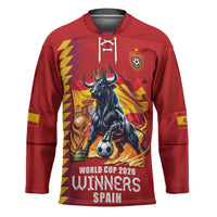 Custom World Football 2026 Spain Hockey Jersey Spanish Bull Rising Champions - Wonder Print Shop