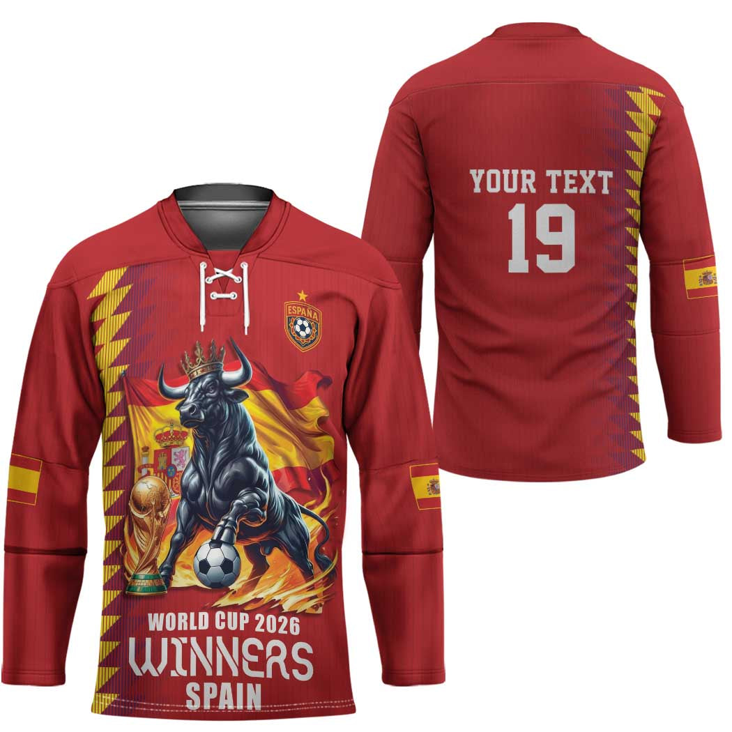 Custom World Football 2026 Spain Hockey Jersey Spanish Bull Rising Champions - Wonder Print Shop