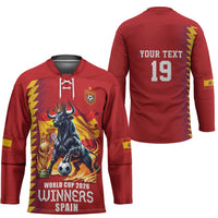 Custom World Football 2026 Spain Hockey Jersey Spanish Bull Rising Champions - Wonder Print Shop