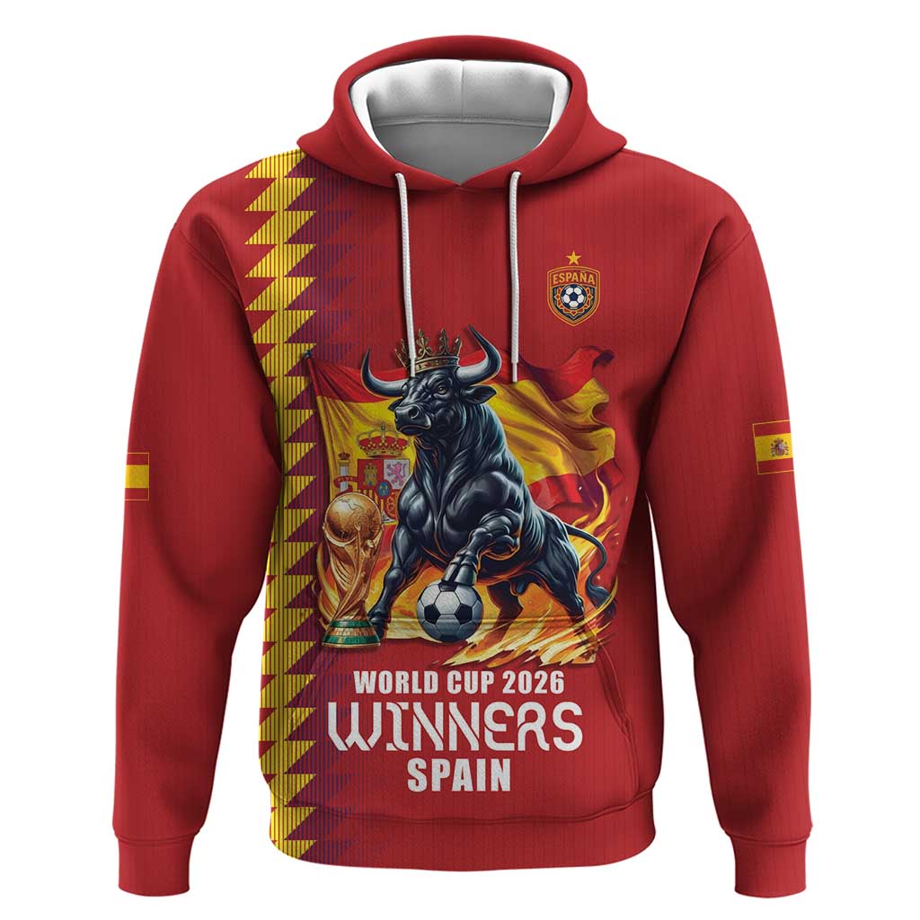 Custom World Football 2026 Spain Hoodie Spanish Bull Rising Champions - Wonder Print Shop