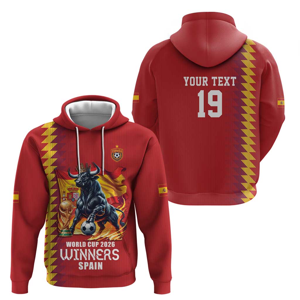 Custom World Football 2026 Spain Hoodie Spanish Bull Rising Champions - Wonder Print Shop
