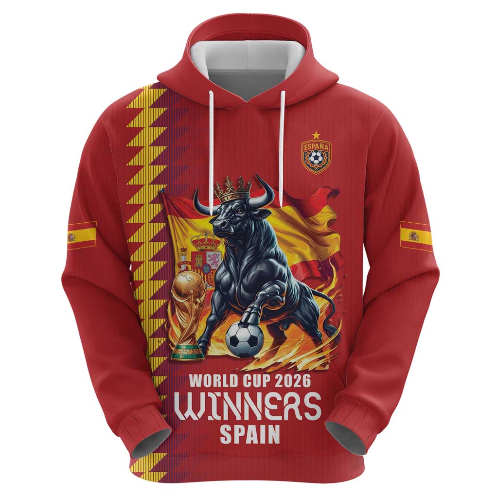 Custom World Football 2026 Spain Hoodie Spanish Bull Rising Champions - Wonder Print Shop