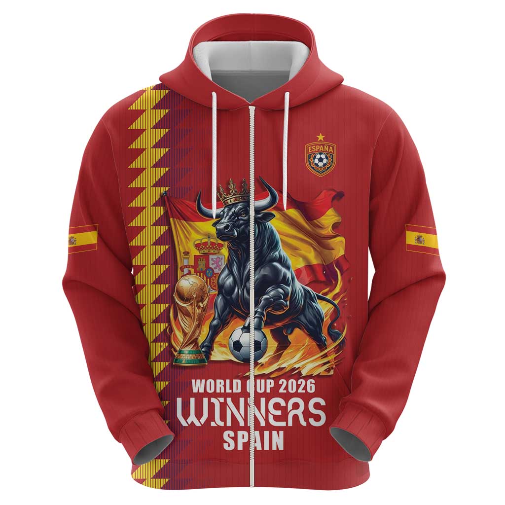 Custom World Football 2026 Spain Hoodie Spanish Bull Rising Champions - Wonder Print Shop