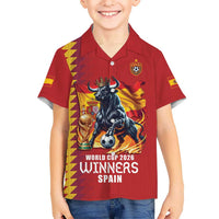 Custom World Football 2026 Spain Kid Hawaiian Shirt Spanish Bull Rising Champions - Wonder Print Shop
