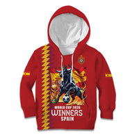 Custom World Football 2026 Spain Kid Hoodie Spanish Bull Rising Champions - Wonder Print Shop