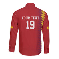 Custom World Football 2026 Spain Long Sleeve Button Shirt Spanish Bull Rising Champions - Wonder Print Shop