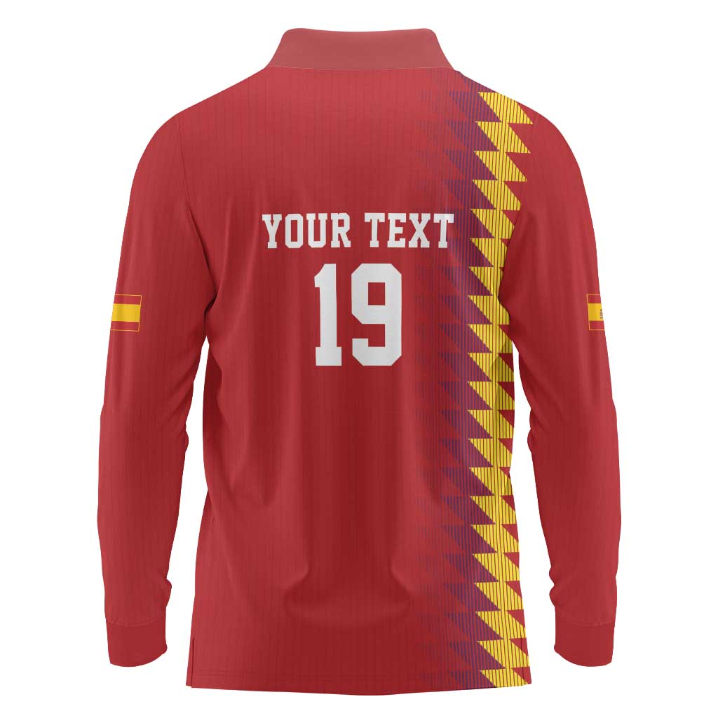 Custom World Football 2026 Spain Long Sleeve Polo Shirt Spanish Bull Rising Champions - Wonder Print Shop