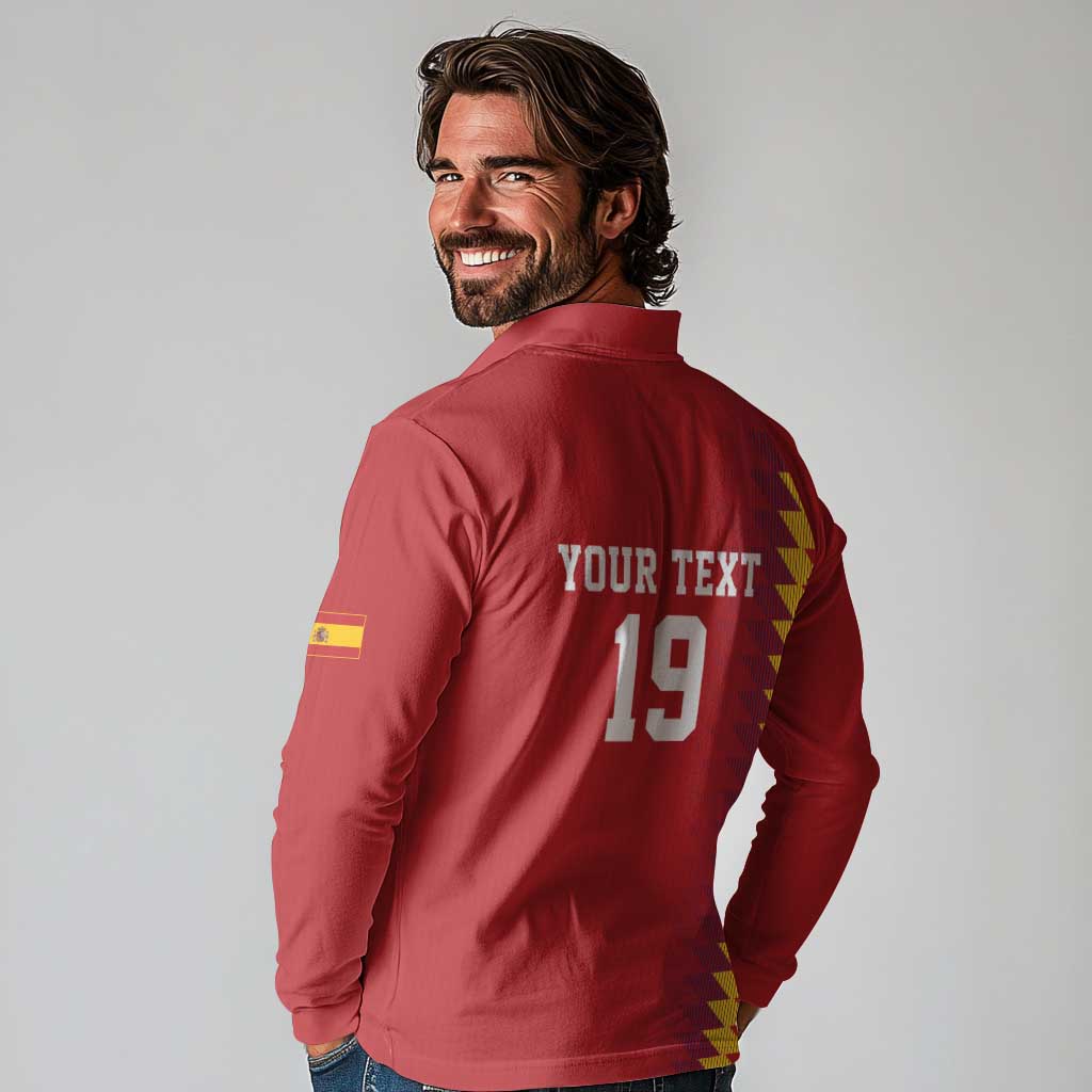Custom World Football 2026 Spain Long Sleeve Polo Shirt Spanish Bull Rising Champions - Wonder Print Shop