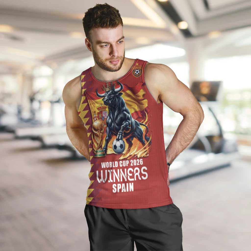 Custom World Football 2026 Spain Men Tank Top Spanish Bull Rising Champions - Wonder Print Shop