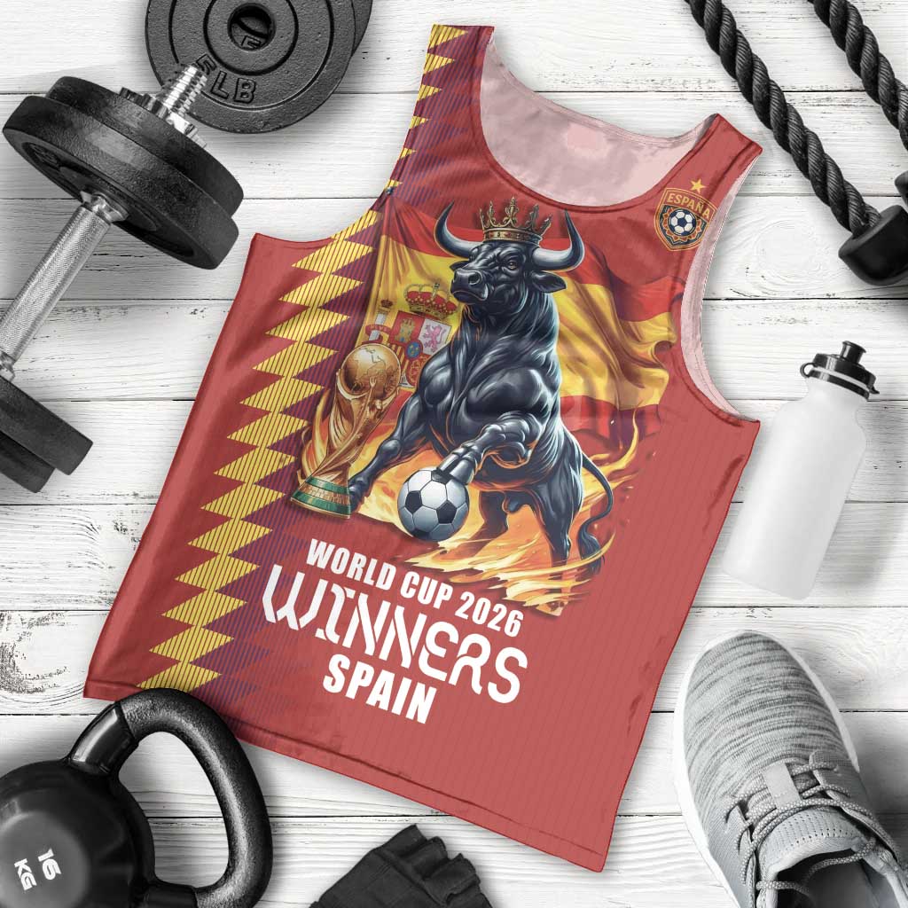 Custom World Football 2026 Spain Men Tank Top Spanish Bull Rising Champions - Wonder Print Shop