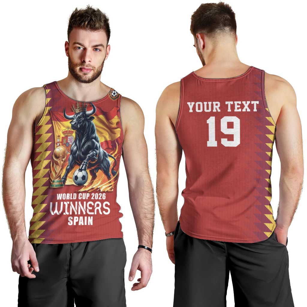 Custom World Football 2026 Spain Men Tank Top Spanish Bull Rising Champions - Wonder Print Shop