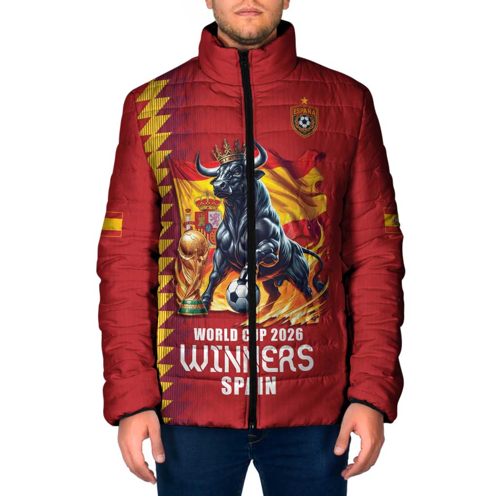 Custom World Football 2026 Spain Padded Jacket Spanish Bull Rising Champions - Wonder Print Shop