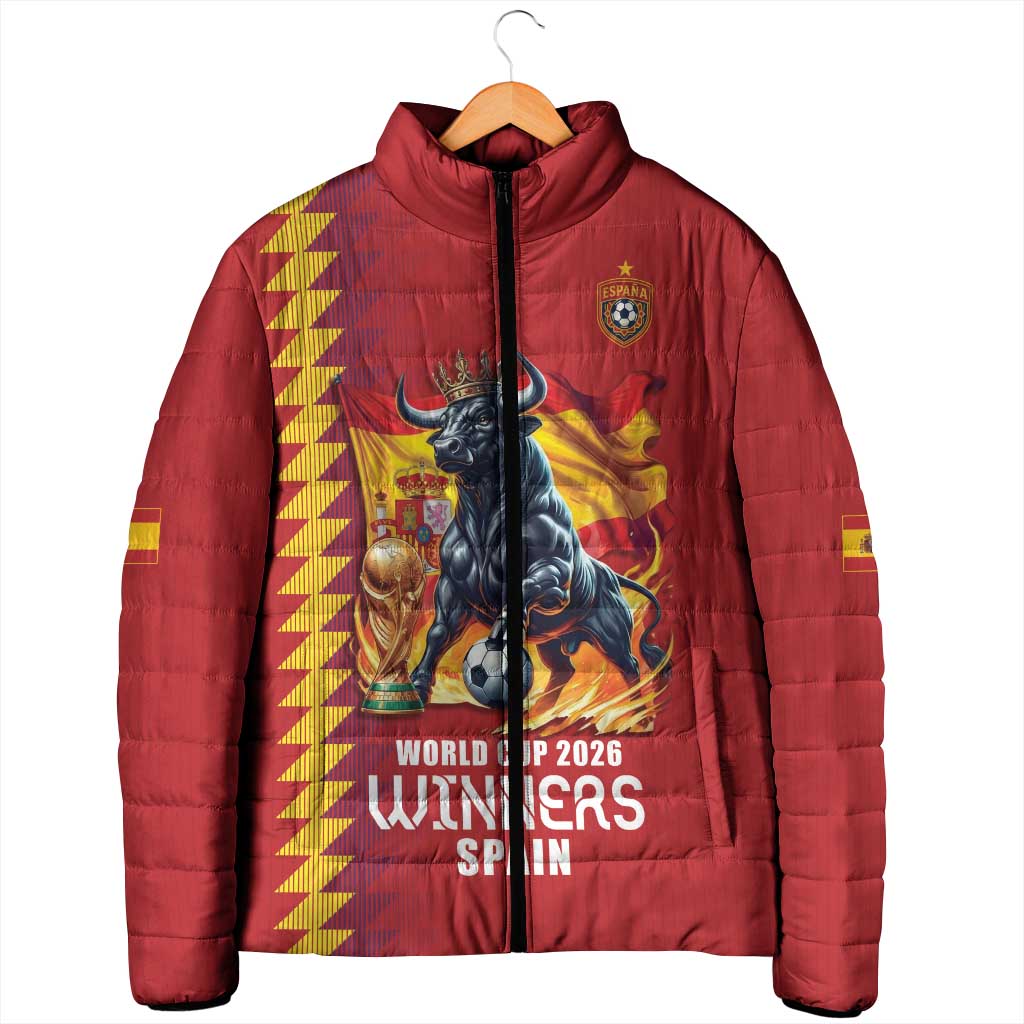 Custom World Football 2026 Spain Padded Jacket Spanish Bull Rising Champions - Wonder Print Shop