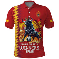 Custom World Football 2026 Spain Polo Shirt Spanish Bull Rising Champions - Wonder Print Shop
