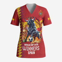 Custom World Football 2026 Spain Scrub Top Spanish Bull Rising Champions - Wonder Print Shop