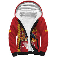 Custom World Football 2026 Spain Sherpa Hoodie Spanish Bull Rising Champions - Wonder Print Shop