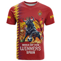 Custom World Football 2026 Spain T Shirt Spanish Bull Rising Champions - Wonder Print Shop