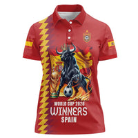 Custom World Football 2026 Spain Women Polo Shirt Spanish Bull Rising Champions - Wonder Print Shop