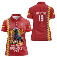 Custom World Football 2026 Spain Women Polo Shirt Spanish Bull Rising Champions - Wonder Print Shop