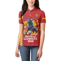Custom World Football 2026 Spain Women Polo Shirt Spanish Bull Rising Champions - Wonder Print Shop