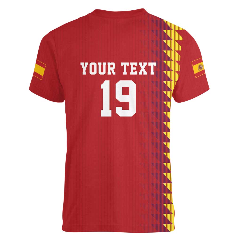 Custom World Football 2026 Spain Women V-Neck T-Shirt Spanish Bull Rising Champions - Wonder Print Shop