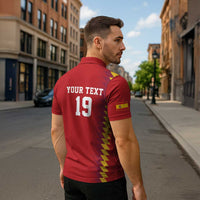 Custom World Football 2026 Spain Zipper Polo Shirt Spanish Bull Rising Champions - Wonder Print Shop