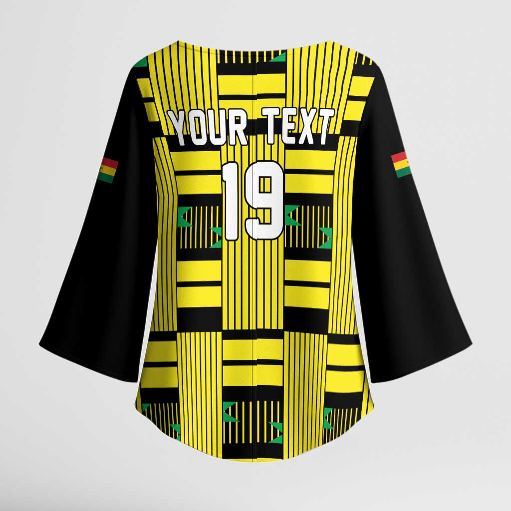 Custom World Football 2026 Ghana Kimono Sleeve Blouse Rise With The Black Stars