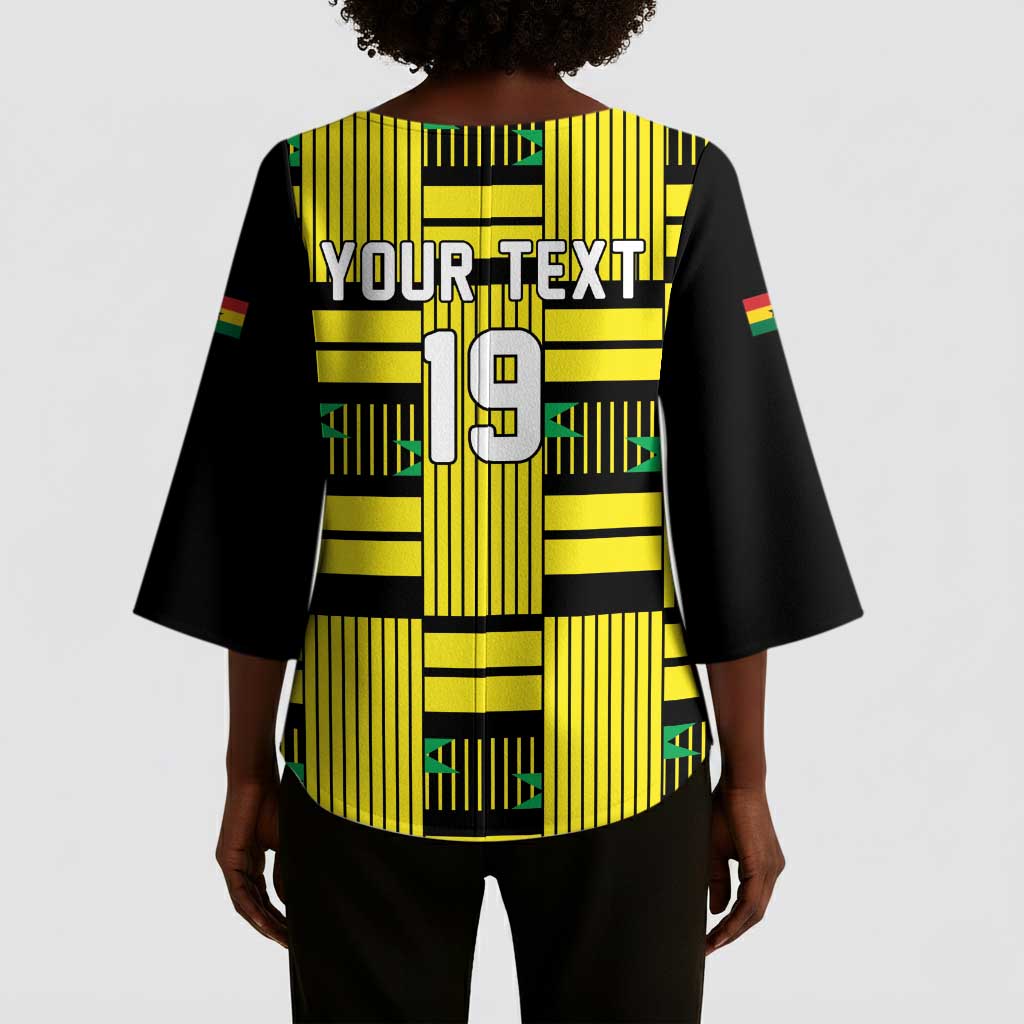 Custom World Football 2026 Ghana Kimono Sleeve Blouse Rise With The Black Stars