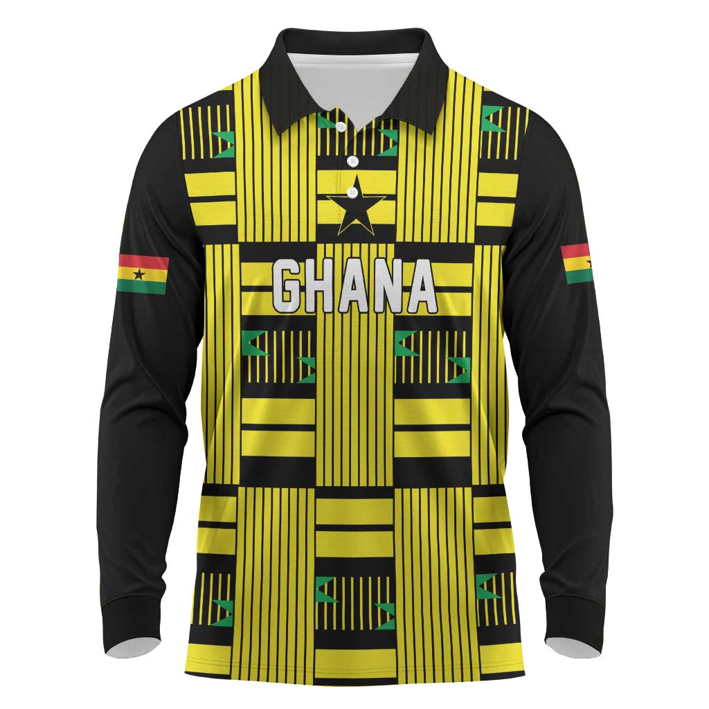 Custom World Football 2026 Ghana Long Sleeve Polo Shirt Rise With The Black Stars