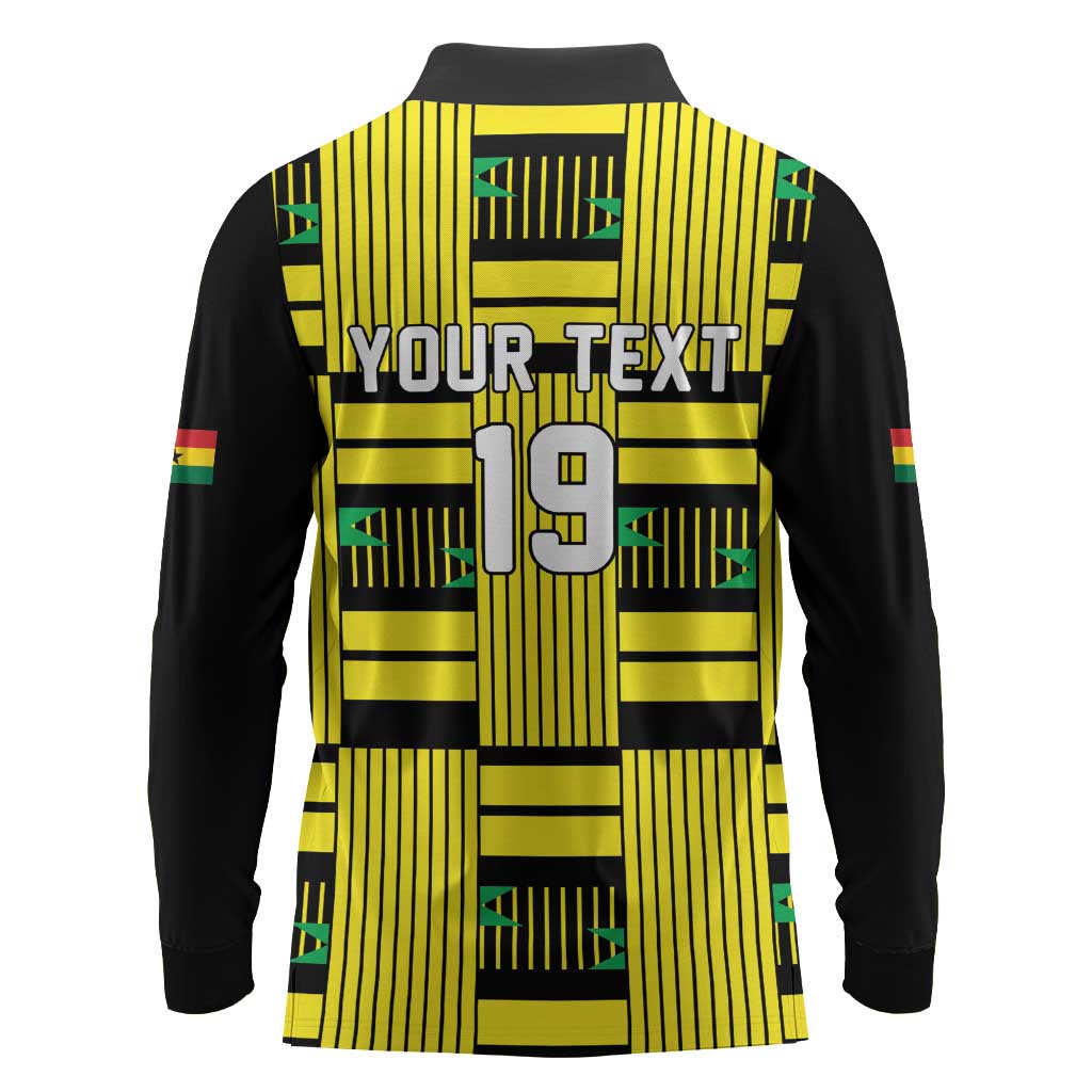 Custom World Football 2026 Ghana Long Sleeve Polo Shirt Rise With The Black Stars