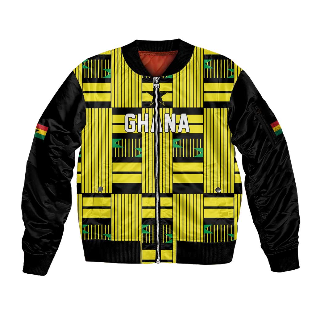 Custom World Football 2026 Ghana Sleeve Zip Bomber Jacket Rise With The Black Stars