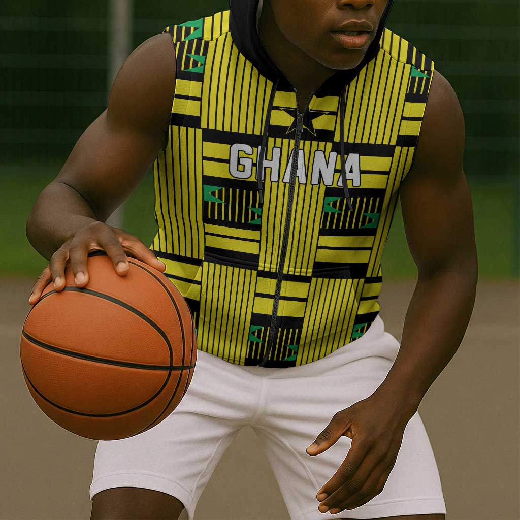 Custom World Football 2026 Ghana Sleeveless Zip Hoodie Rise With The Black Stars