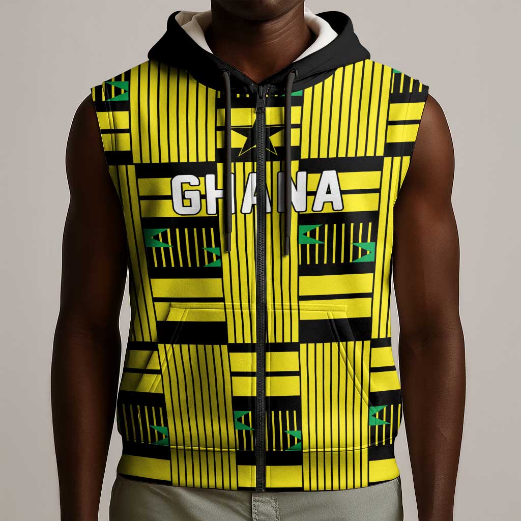 Custom World Football 2026 Ghana Sleeveless Zip Hoodie Rise With The Black Stars